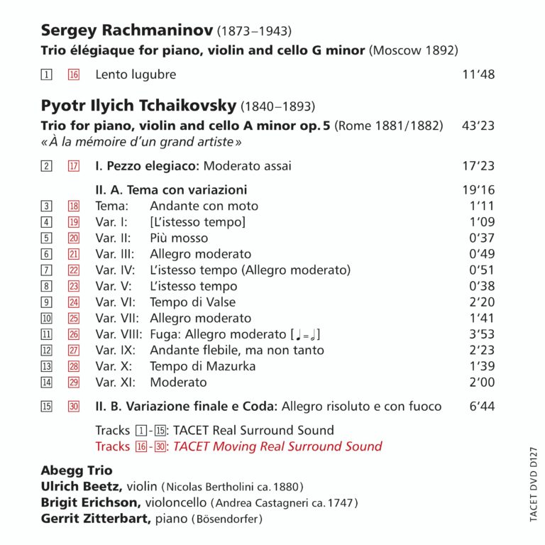 Rachmaninov, Tchaikovsky Piano Trios