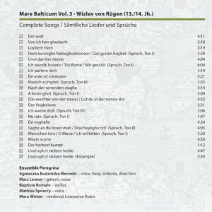 261 Mare Balticum Vol. III. Wizlav von Rügen, 13th – 14th century. Sämtliche Lieder und Sprüche. Complete Songs